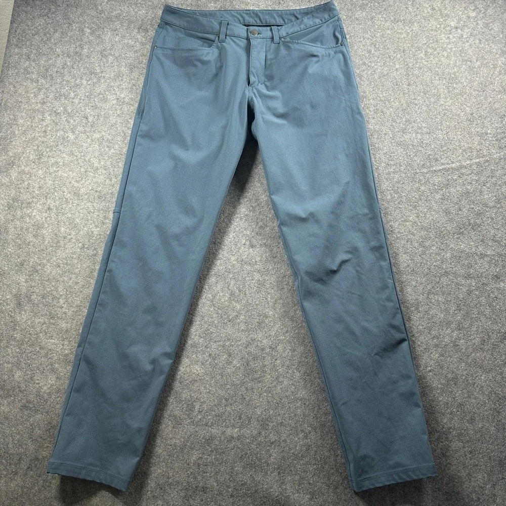 Lululemon ABC Pant Men 32 Iron Blue Slim Fit Warpstreme Tapered 5-Pocket Casual